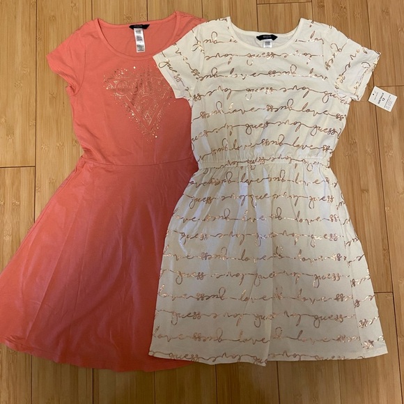 Guess dresses set of 2 salmon and beige girls Sz 12 - Picture 1 of 6